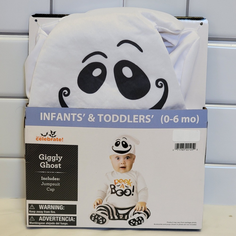 Giggly Ghost Halloween Costume Baby‎ 0/6M Jumpsuit Hat Boy Girl Unisex Infant